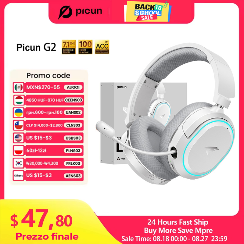 Gaming Headset 7.1 - Picun G2 2.4GHz Bluetooth Wireless Gaming
