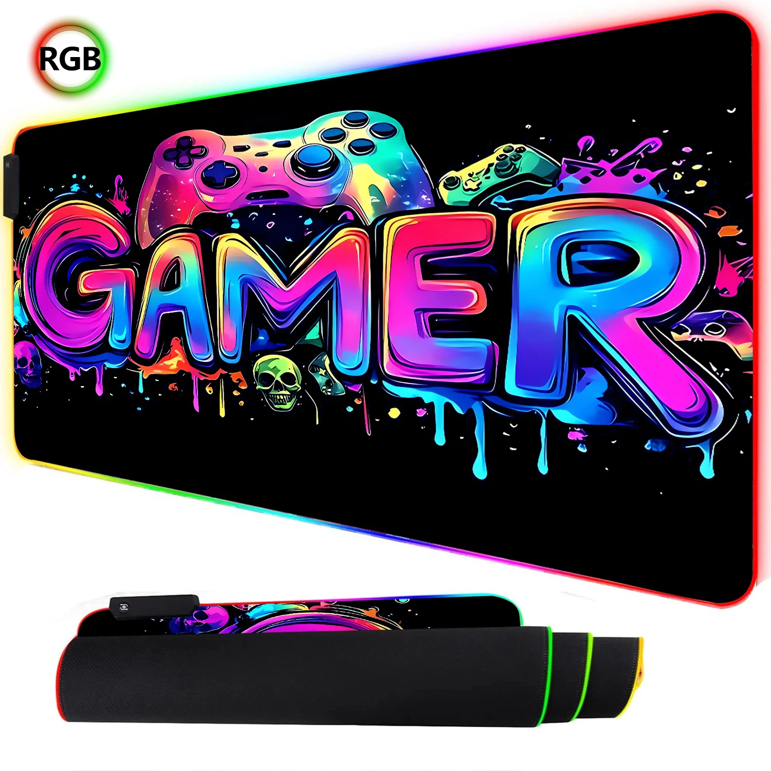 Esports Gaming Keyboard And Mouse - RGB Neon Gaming Controller Art Mouse