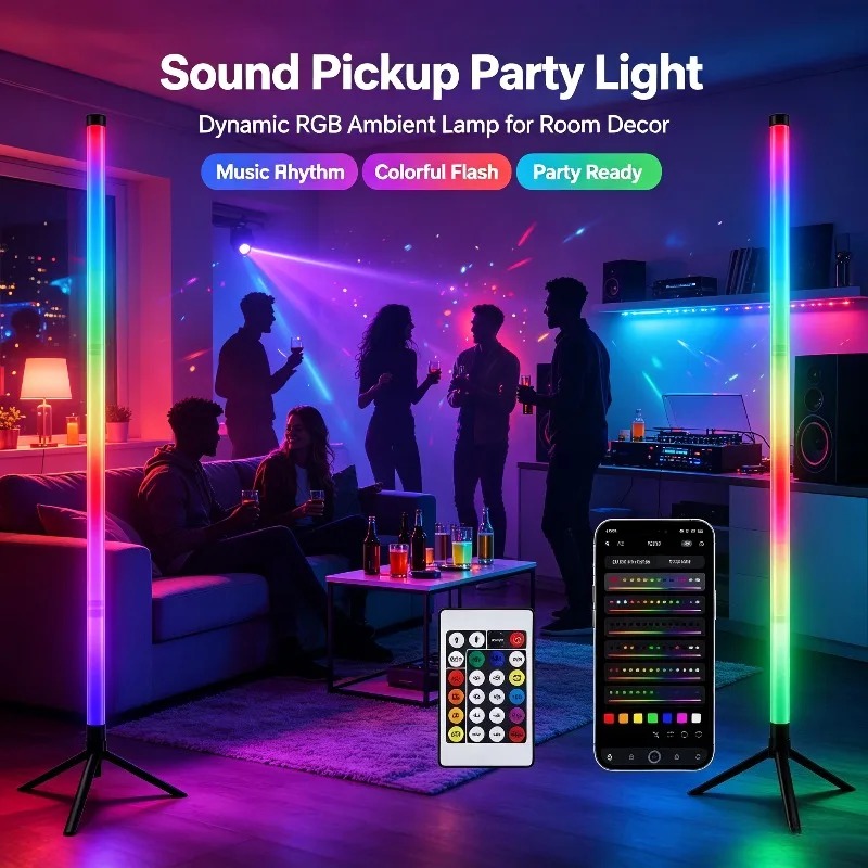 Esports In Gaming - 2PCS 120CM RGB Floor Lamp, Sound