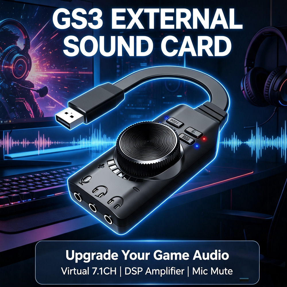 Gaming Headset 7.1 - 3.5mm 7.1 Channel USB Adapter External