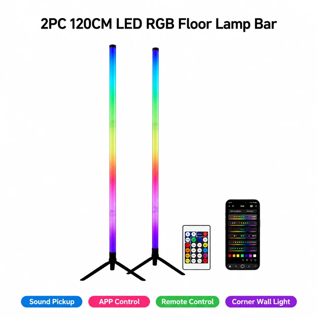2PCS 120CM RGB Floor Lamp, Sou - Esports In Gaming 评论和价格