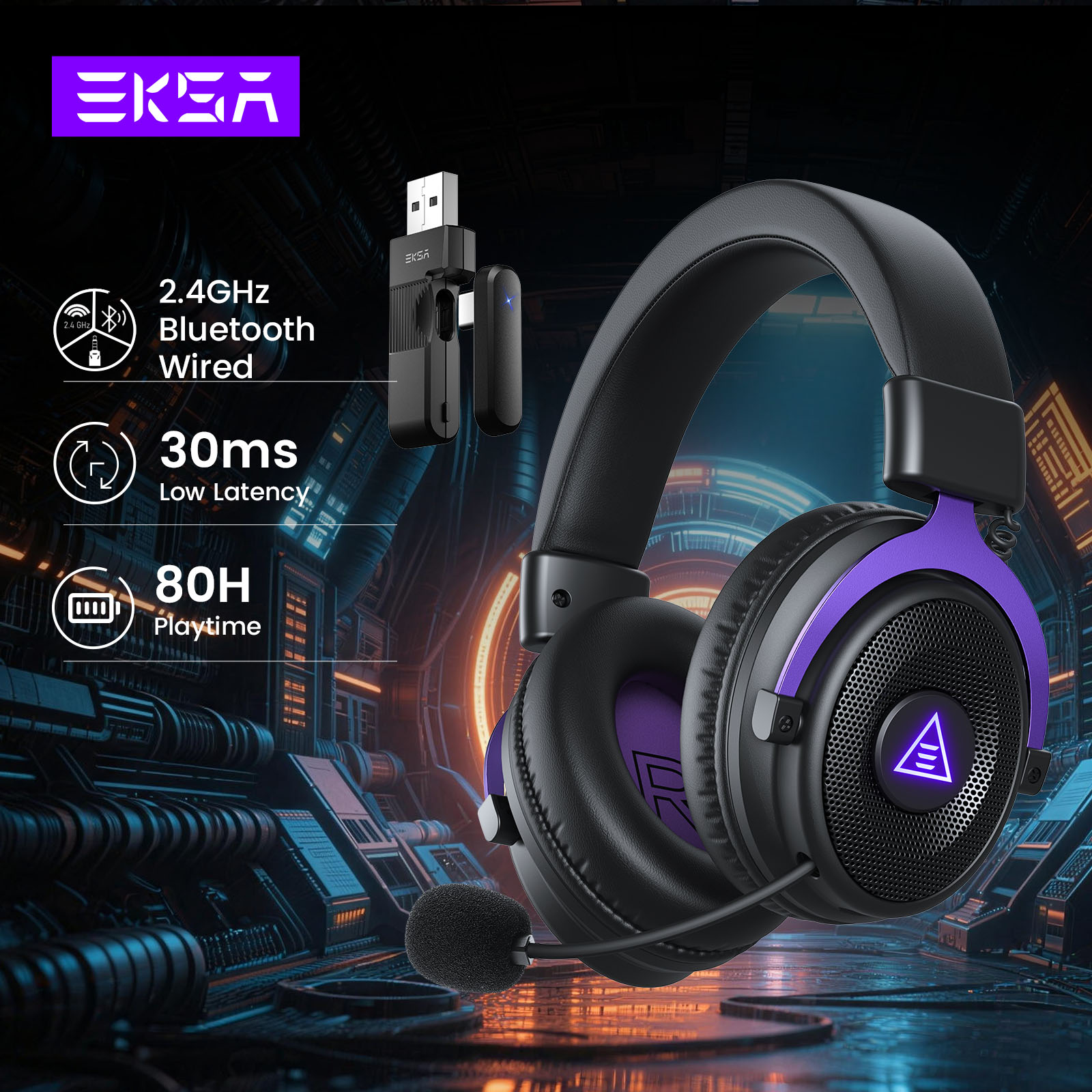EKSA E900 WT 2.4GHz Wireless H - Gaming Headset 7.1 评论和价格